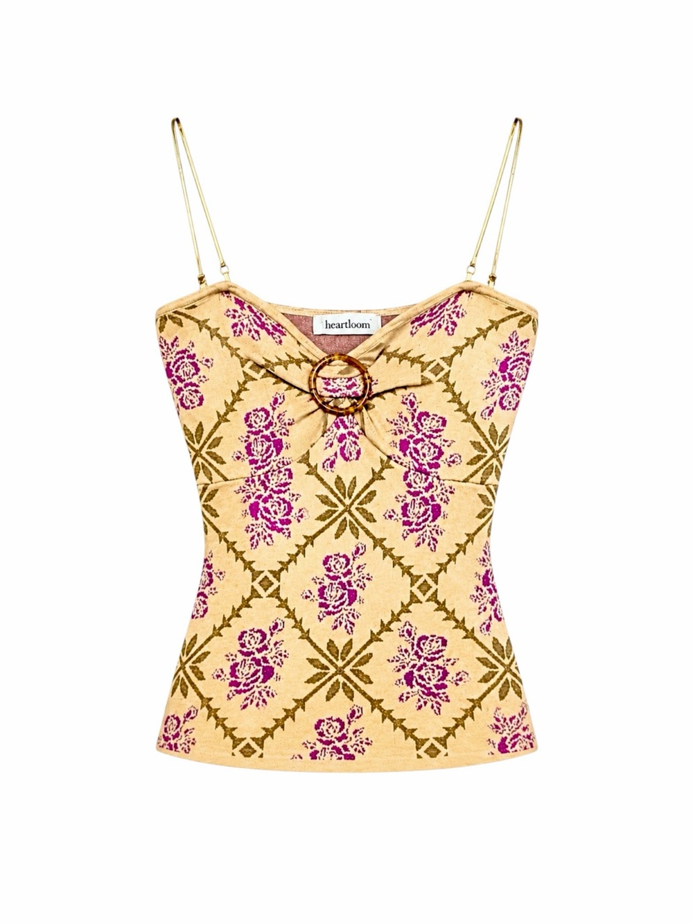 NWT – Heartloom – Athens Cami Floral Ring Front Tank Top Beige Pink – Sz. S - Picture 1 of 4